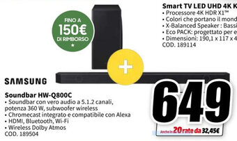 MediaWorld SAMSUNG Soundbar HW-Q800C offerta