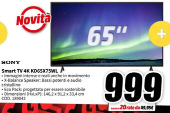 SONY Smart TV 4K KD65X75WL