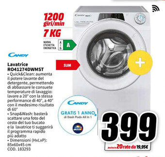 MediaWorld CANDY Lavatrice RO41274DWMST offerta