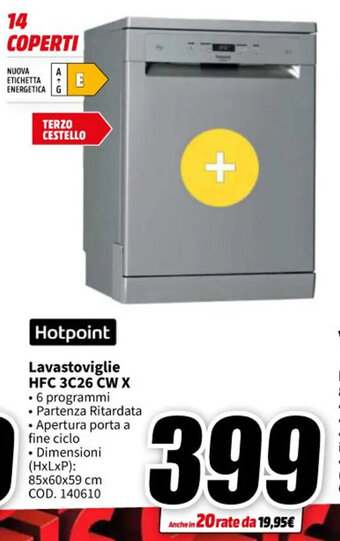 Hotpoint Lavastoviglie HFC 3C26 CW X