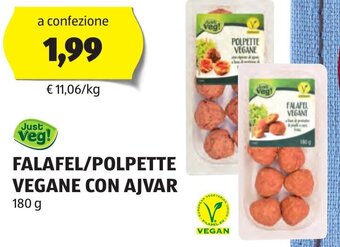 ALDI Just Veg! FALAFEL/POLPETTE VEGANE CON AJVAR 180 g offerta