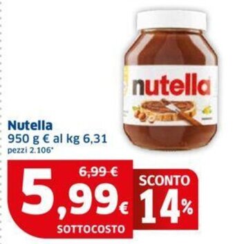 Sigma Nutella 950 g offerta
