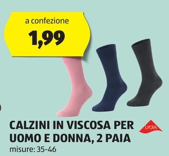CALZINI IN VISCOSA PER UOMO E DONNA, 2 PAIA 35-46
