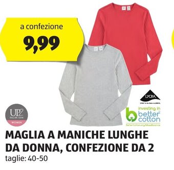 ALDI MAGLIA A MANICHE LUNGHE DA DONNA, CONFEZIONE DA 2 40-50 offerta