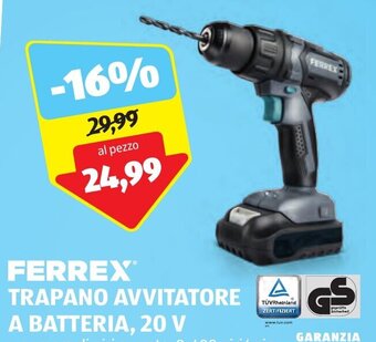 ALDI FERREX TRAPANO AVVITATORE A BATTERIA, 20 V offerta