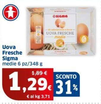 Sigma Uova Fresche Sigma medie 6 pz/348 g offerta