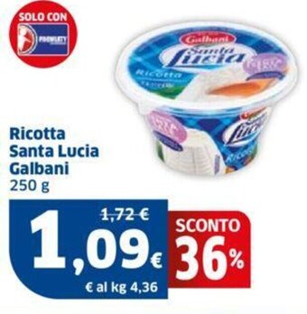 Sigma Ricotta Santa Lucia Galbani 250 g offerta