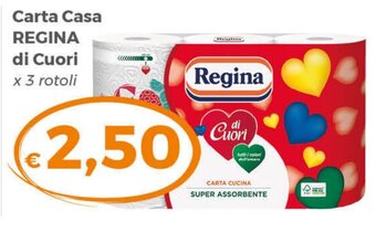 Tocal Carta Casa REGINA di Cuori x 3 rotoli offerta
