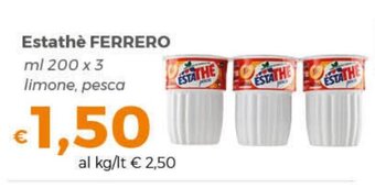 Tocal Estathè FERRERO ml 200 x 3 limone, pesca offerta