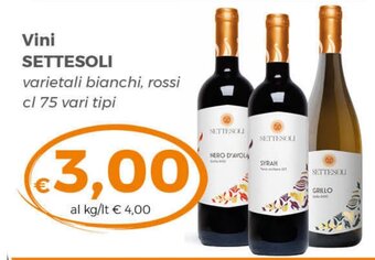 Tocal Vini SETTESOLI varietali bianchi, rossi cl 75 vari tipi offerta