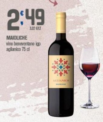 Ottimo Market MAIOLICHE vino beneventano igp aglianico 75 cl offerta