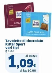 Sigma Ritter sport tavolette di cioccolato offerta