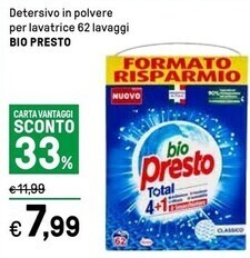 Iper La Grande Bio presto detersivo in polvere per lavatrice 62 lavaggi offerta