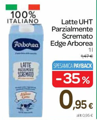 Carrefour Express Latte UHT Parzialmente Scremato Edge Arborea 1 l offerta