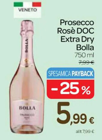 Carrefour Express Prosecco Rosè DOC Extra Dry Bolla 750 ml offerta