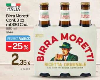 Carrefour Express Birra Moretti Conf. 3 pz ml 330 Cad. 990 ml offerta