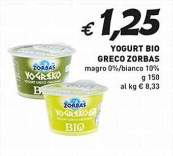 Supermercato Coal YOGURT BIO GRECO ZORBAS magro 0%/bianco 10% g 150 offerta