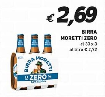 BIRRA MORETTI ZERO cl 33 x 3
