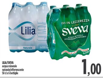 LILIA/SVEVA acqua minerale naturale/effervescente 50 d x 6 bottiglie