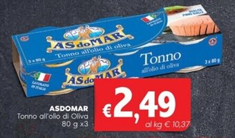 Quick Sisa ASDOMAR Tonno all'olio di Oliva 80 g x3 offerta