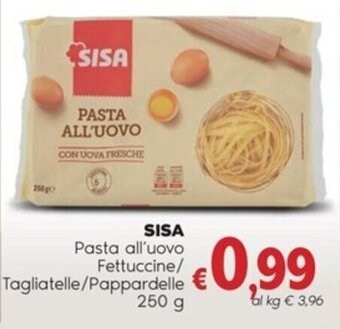 Quick Sisa SISA Pasta all'uovo Fettuccine/ Tagliatelle/Pappardelle 250 g offerta