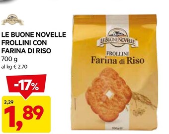 DPiù Le buone novelle frollini farina di riso offerta