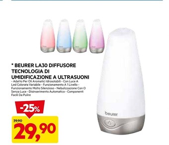 DPiù Beurer la30 diffusore tecnologia di umidificazione a ultrasuoni offerta