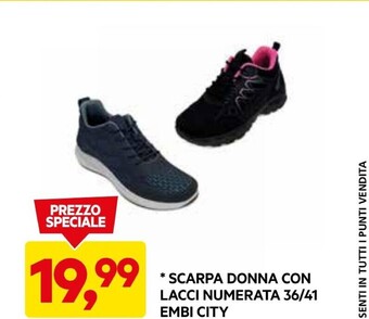 Embi city - scarpa donna con lacci numerata 36/41