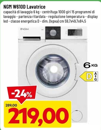 DPiù Ngm w610d lavatrice offerta