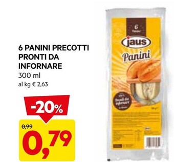 Jaus 6 panini precotti pronti da infornare