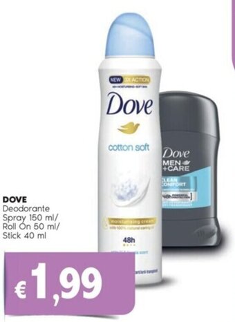 Quick Sisa DOVE Deodorante Spray 150 ml/ Roll On 50 ml/ Stick 40 ml offerta