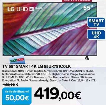 TV 55" SMART 4K LG 55UR781COLK