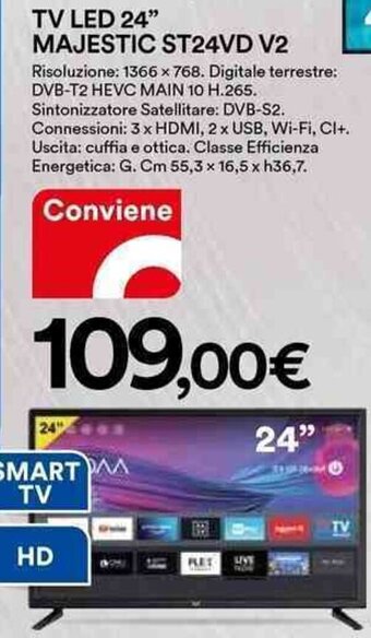 Ipercoop TV LED 24" MAJESTIC ST24VD V2 offerta