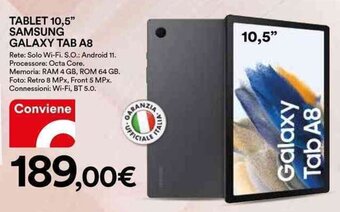Ipercoop TABLET 10,5" SAMSUNG GALAXY TAB A8 offerta