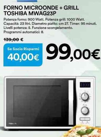 FORNO MICROONDE + GRILL TOSHIBA MWAG23P