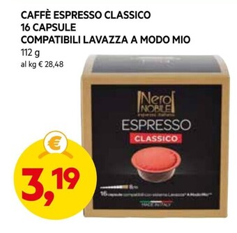 DPiù Nero nobile - caffè espresso classico 16 capsule compatibili lavazza a modo mio offerta