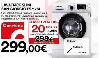 Ipercoop LAVATRICE SLIM SAN GIORGIO FS712BL offerta