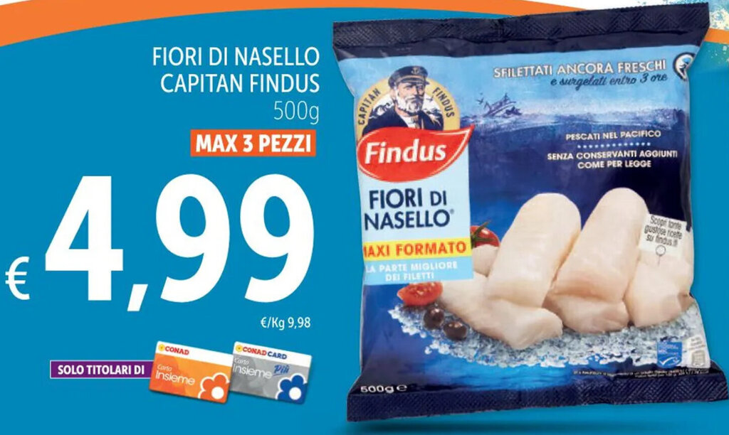 Spazio Conad FIORI DI NASELLO CAPITAN FINDUS 500g 3 offerta