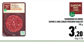Conad HAMBURGER DI ANGUS SAPORI & IDEE CONAD PERCORSO QUALITÀ 180 g offerta