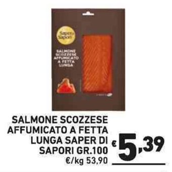 Ok Market SALMONE SCOZZESE AFFUMICATO A FETTA LUNGA SAPER DI SAPORI GR.100 offerta
