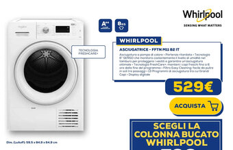 Euronics WHIRLPOOL ASCIUGATRICE - FFTN M11 82 IT offerta