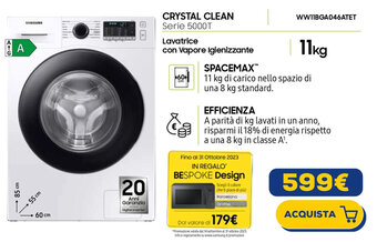 Euronics SAMSUNG Lavatrice con Vapore Igienizzante WW11BGA046ATET offerta