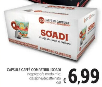 Spazio Conad CAPSULE CAFFÈ COMPATIBILI SOADI nespresso/a modo mio: classiche/decaffeinato x50 offerta
