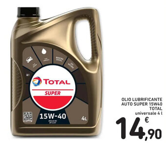 Spazio Conad OLIO LUBRIFICANTE AUTO SUPER 15W40 TOTAL universale 4 l offerta