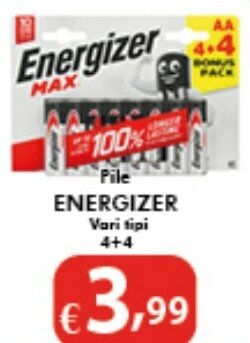 Bernava Pile ENERGIZER Vari tipi 4+4 offerta