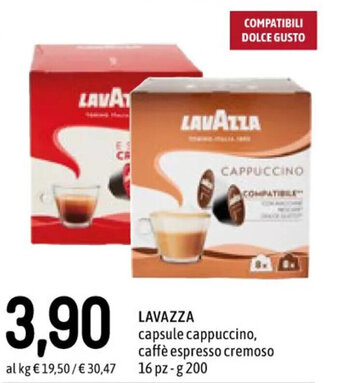 Famila Superstore LAVAZZA capsule cappuccino, caffè espresso cremoso 16 pz-g 200 offerta