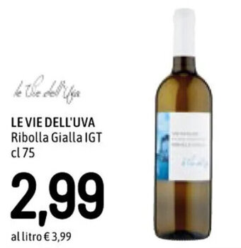 Famila Superstore LE VIE DELL'UVA Ribolla Gialla IGT cl 75 offerta
