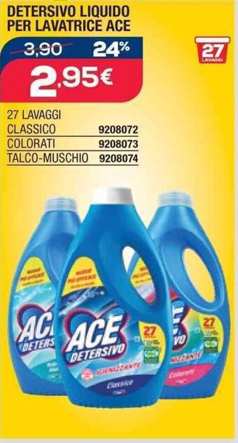 Self DETERSIVO LIQUIDO PER LAVATRICE ACE 27 LAVAGGI offerta