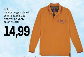 Famila Superstore POLO manica lunga in piquet con stampa vintage AVX AVIREX DEPT. colori assortiti offerta