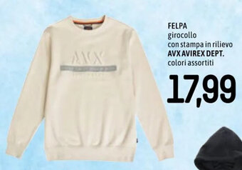 FELPA girocollo con stampa in rilievo AVX AVIREX DEPT. colori assortiti
